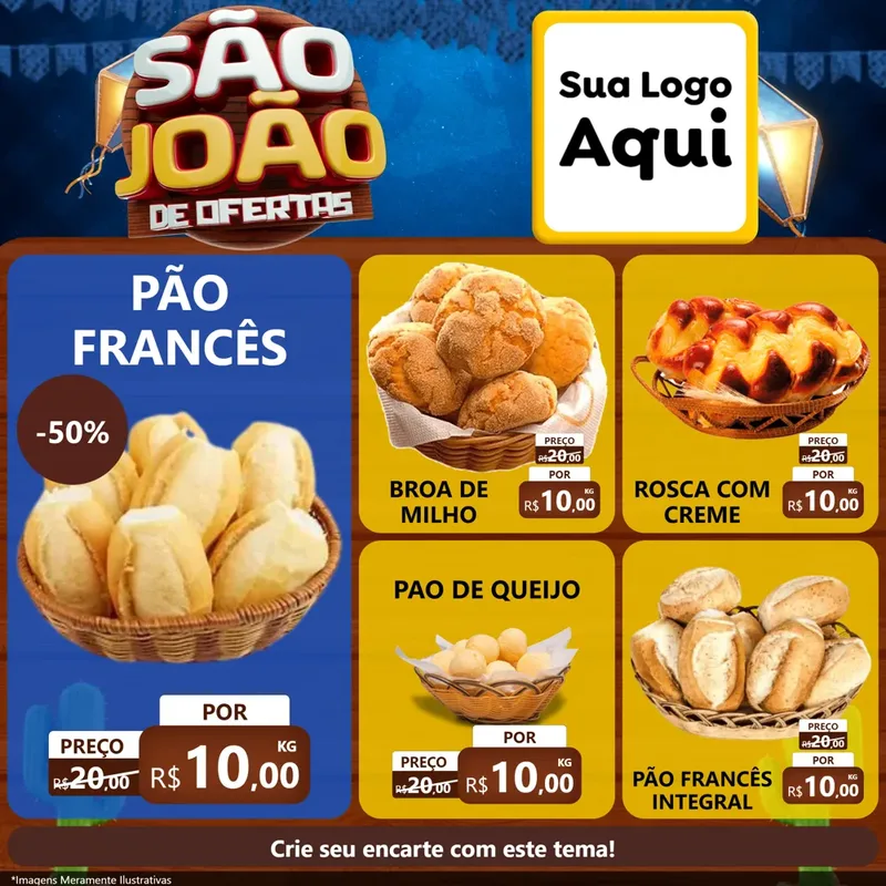 Modelo de Rede Social para Feed Facebook com o tema São João Ofertas Imbatíveis! - Junina para Padaria