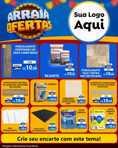 Modelo de Rede Social para Feed Instagram com o tema Arraiá de Ofertas - Junina para Pisos e revestimentos