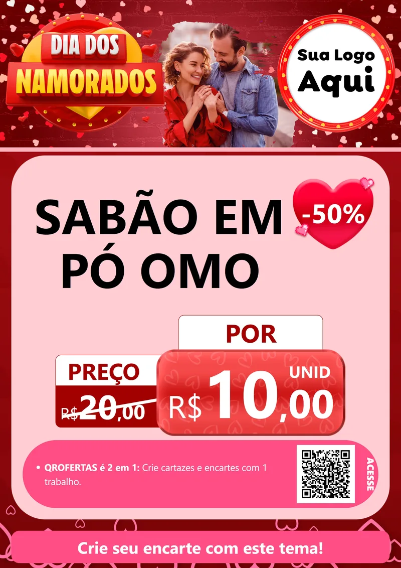 Modelo de Cartaz para Cartaz A4 Vertical com o tema Dia Dos Namorados para Produtos de Limpeza