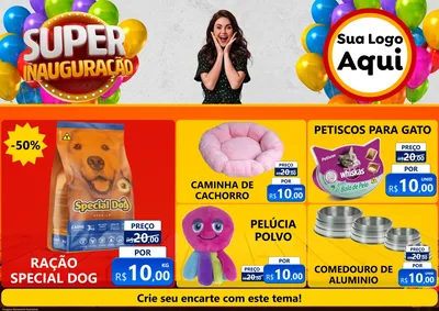 Modelo de Encarte para Encarte A4 Horizontal com o tema Super Inauguração para Pet Shop