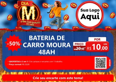 Modelo de Cartaz para Cartaz A4 Horizontal com o tema Dia M - O Dia Mais Barato Do Mês para Baterias Elétricas