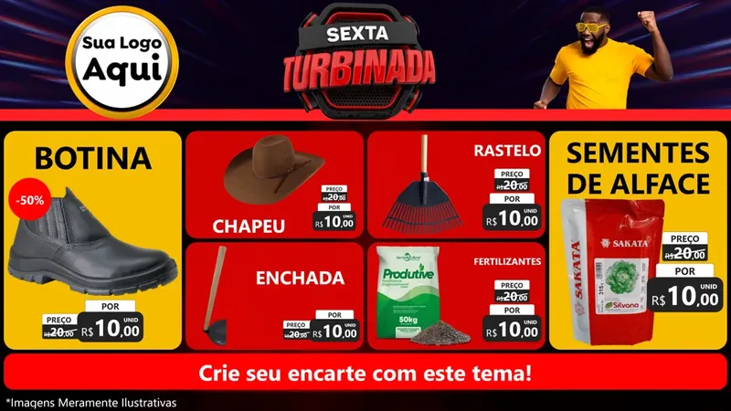 Modelo de TV para TV Horizontal com o tema Sexta Turbinada para Agropecuária