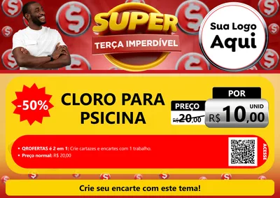 Modelo de Cartaz para Cartaz A4 Horizontal com o tema Super Terça Imperdível para Produtos para Piscina