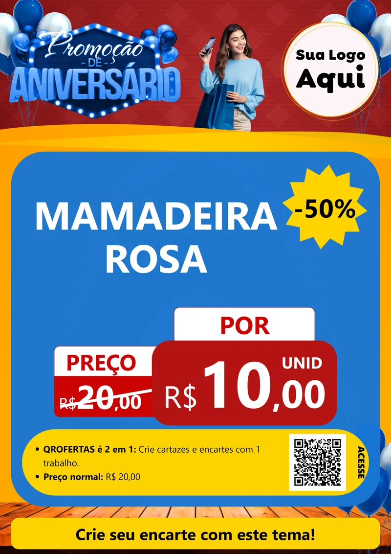 Modelo de Cartaz para Cartaz A4 Vertical com o tema Promoção de Aniversário para Bebês