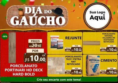 Modelo de Encarte para Encarte A4 Horizontal com o tema Dia do Gaúcho para Pisos e revestimentos