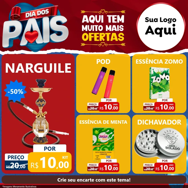 Modelo de Rede Social para Feed Facebook com o tema Dia dos Pais para Tabacaria