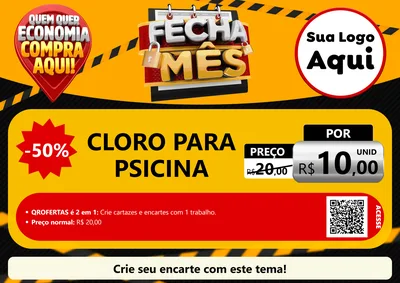 Modelo de Cartaz para Cartaz A4 Horizontal com o tema Fecha Mês para Produtos para Piscina