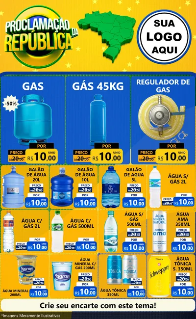 Modelo de Encarte para Encarte Grande com o tema Proclamação da República para Água e gás