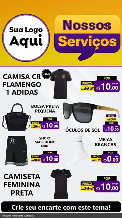 Modelo de TV para TV Vertical com o tema Nossos Serviços para Roupas e acessórios