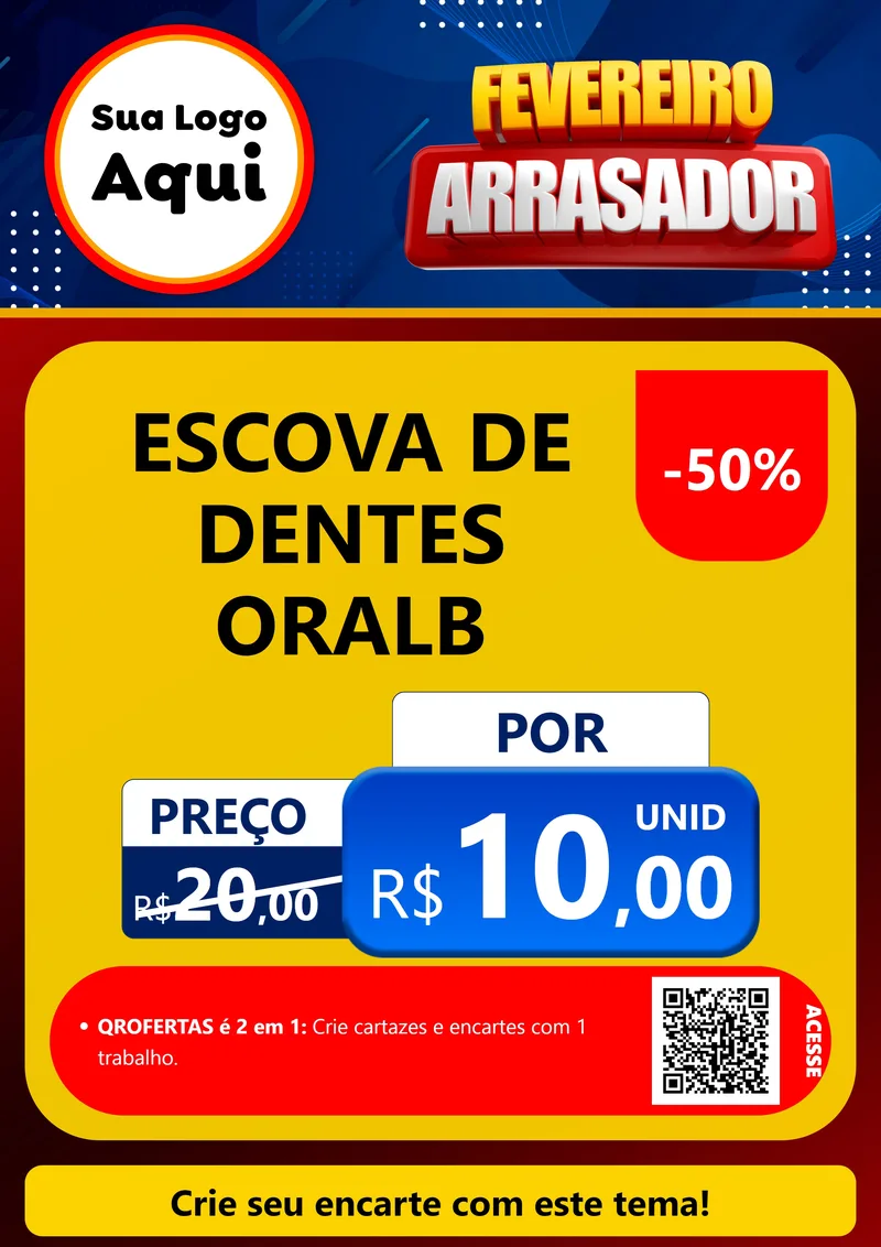 Modelo de Cartaz para Cartaz A4 Vertical com o tema Fevereiro Arrasador para Higiene Pessoal