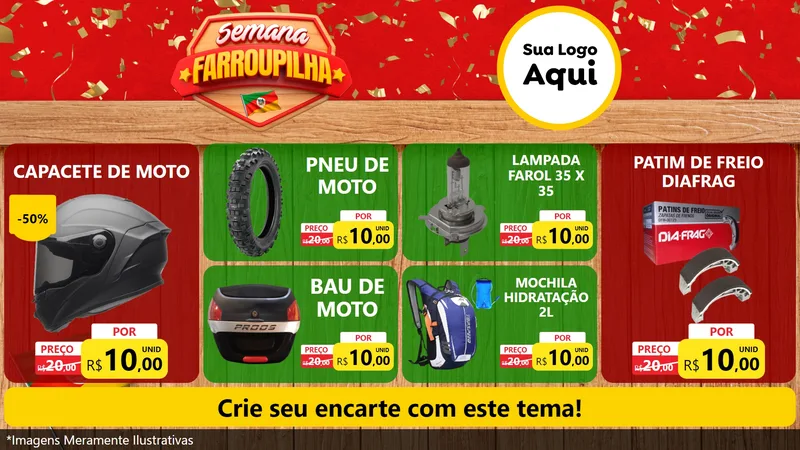 Modelo de TV para TV Horizontal com o tema Semana Farroupilha para Moto peças