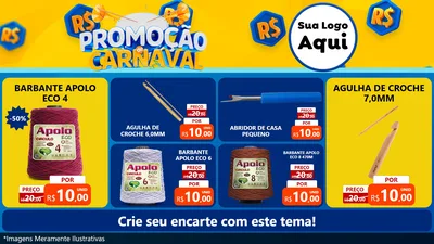 Modelo de TV para TV Horizontal com o tema Promoção de Carnaval para Armarinho e Aviamentos