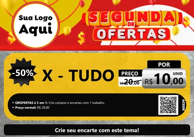 Modelo de Cartaz para Cartaz A4 Horizontal com o tema Segunda de Ofertas para Hamburgueria