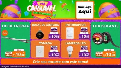 Modelo de TV para TV Horizontal com o tema Pré-Carnaval Com Economia para Materiais Elétricos