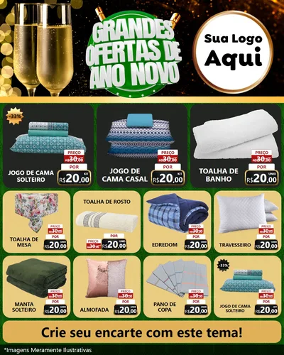 Modelo de Rede Social para Feed Instagram com o tema Grandes Ofertas de Ano Novo para Cama, Mesa e Banho