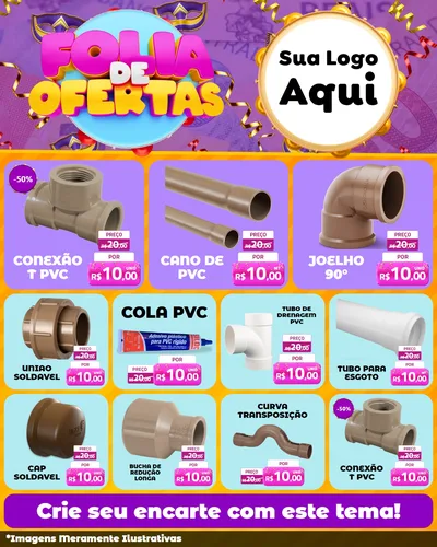 Modelo de Rede Social para Feed Instagram com o tema Folia de Ofertas para Tubos e conexões
