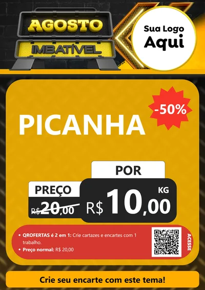 Modelo de Cartaz para Cartaz A4 Vertical com o tema Agosto Imbatível para Açougue