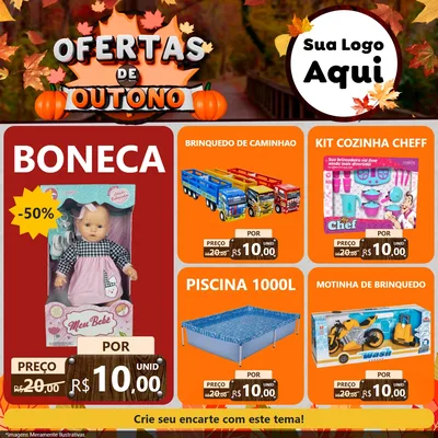 Modelo de Rede Social para Feed Facebook com o tema Ofertas de Outono para Brinquedos