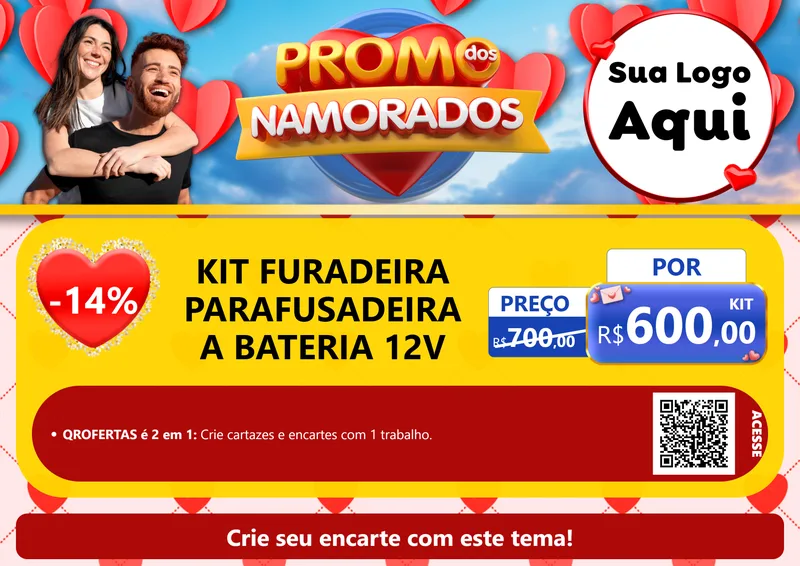 Modelo de Cartaz para Cartaz A4 Horizontal com o tema Promo dos Namorados para Maquinas e Ferramentas