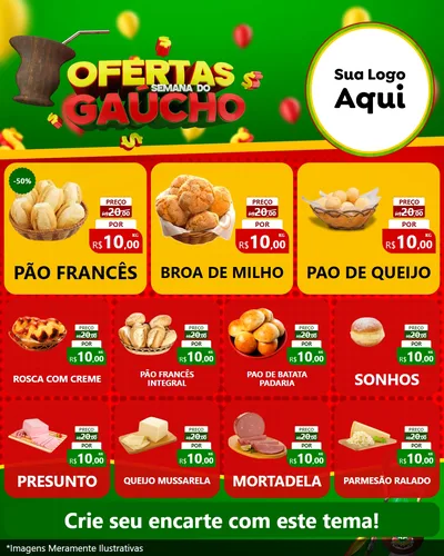 Modelo de Rede Social para Feed Instagram com o tema Ofertas Semana Do Gaúcho para Padaria