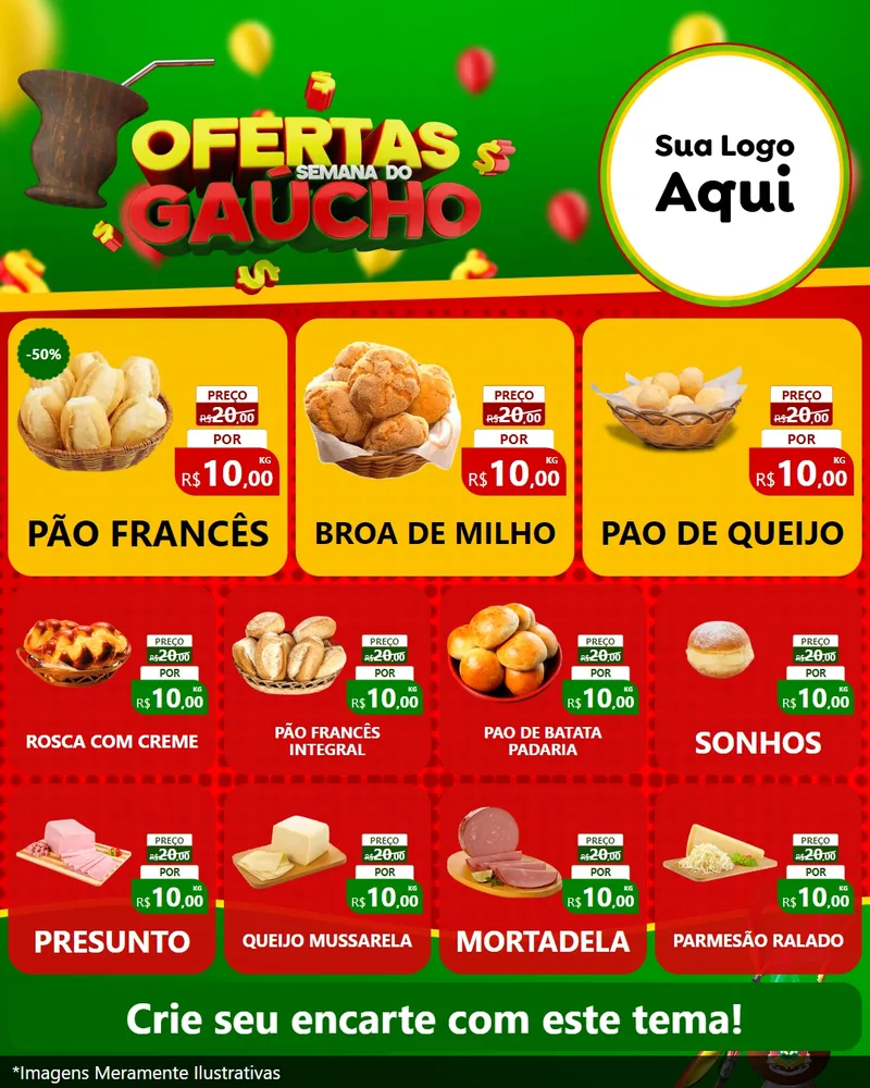 Modelo de Rede Social para Feed Instagram com o tema Ofertas Semana Do Gaúcho para Padaria