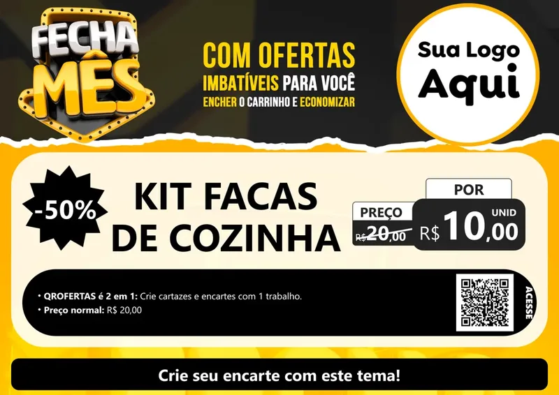 Modelo de Cartaz para Cartaz A4 Horizontal com o tema Fecha Mês para Utilidades Domésticas
