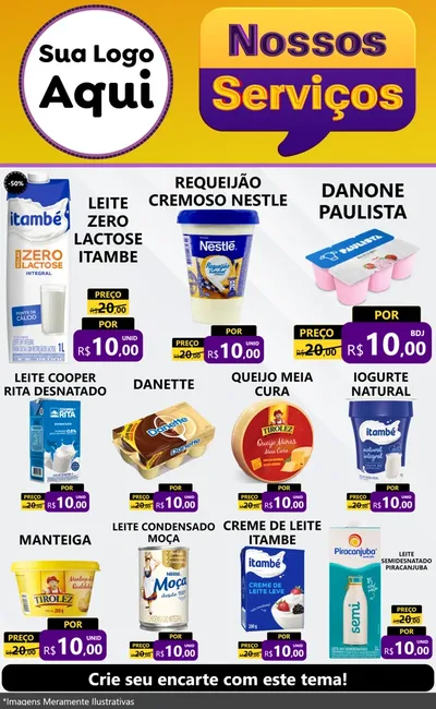 Modelo de Encarte para Encarte Grande com o tema Nossos Serviços para Frios e Laticínios