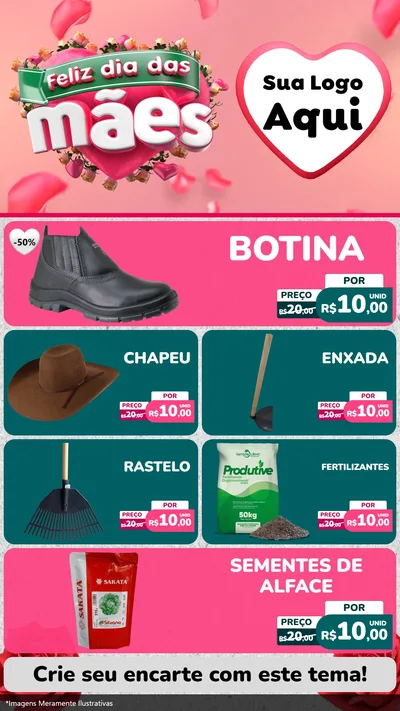 Modelo de TV para TV Vertical com o tema Feliz Dia das Mães para Agropecuária