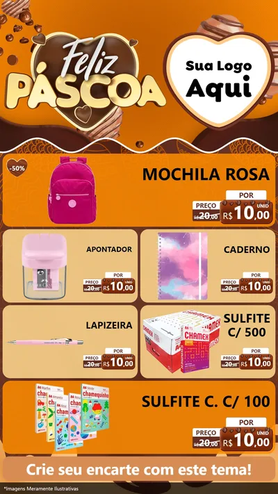 Modelo de TV para TV Vertical com o tema Feliz Páscoa para Papelaria