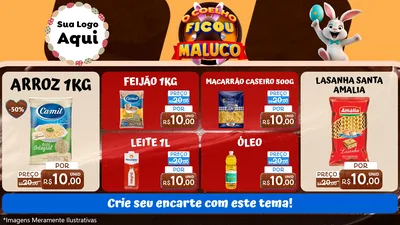 Modelo de TV para TV Horizontal com o tema O Coelho Ficou Maluco - Páscoa para Supermercado