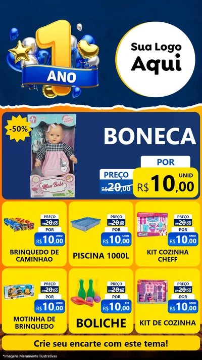 Modelo de Rede Social para Stories com o tema Um Ano de Aniversário para Brinquedos
