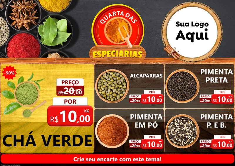 Modelo de Encarte para Encarte A4 Horizontal com o tema Quarta das Especiarias para Produtos Naturais
