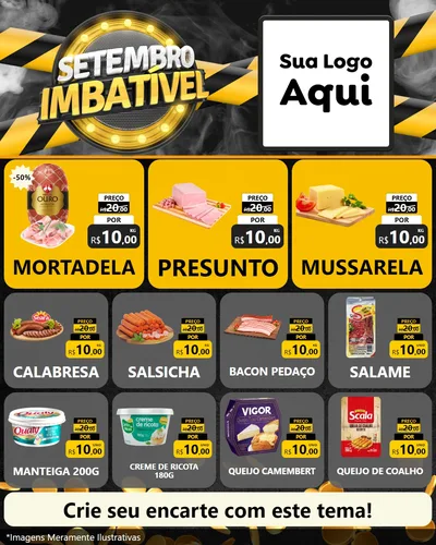 Modelo de Rede Social para Feed Instagram com o tema Setembro Imbatível para Frios e Laticínios