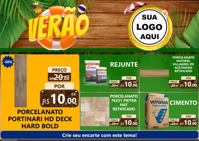 Modelo de Encarte para Encarte A4 Horizontal com o tema Verão para Pisos e revestimentos