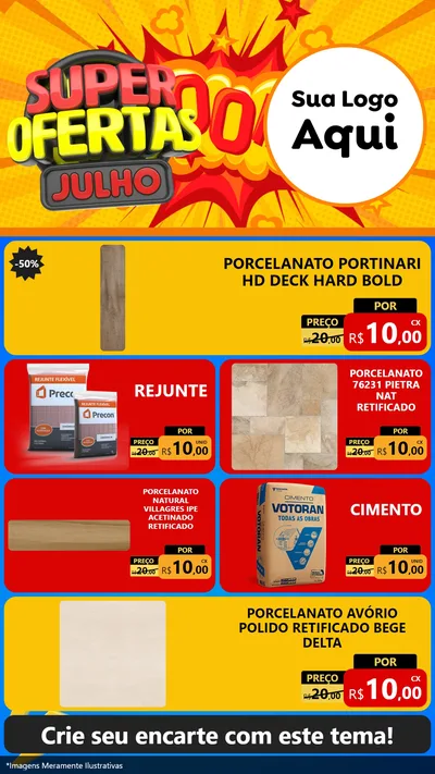 Modelo de TV para TV Vertical com o tema Super Ofertas Julho para Pisos e revestimentos