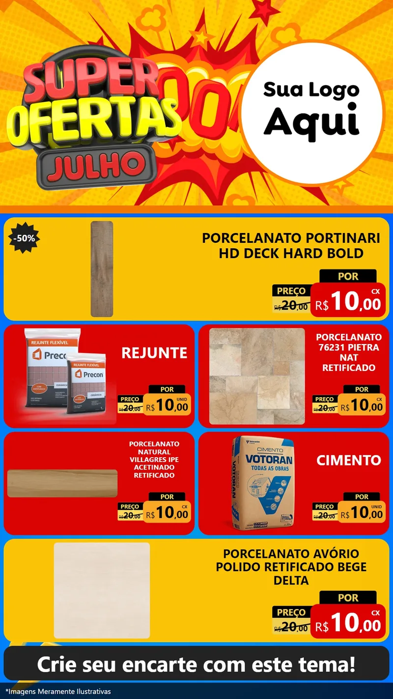Modelo de TV para TV Vertical com o tema Super Ofertas Julho para Pisos e revestimentos