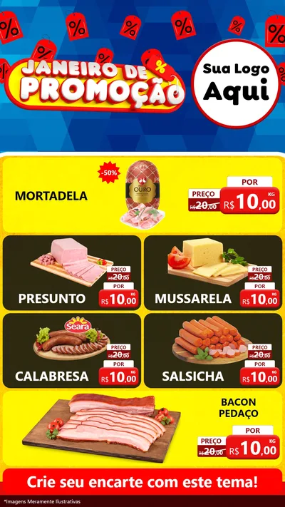 Modelo de TV para TV Vertical com o tema Janeiro de Promoção para Frios e Laticínios