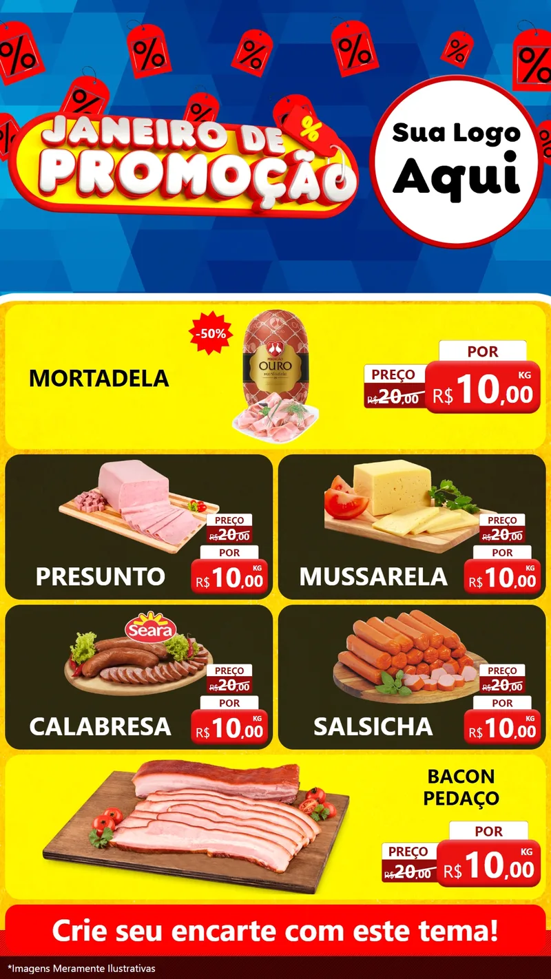 Modelo de TV para TV Vertical com o tema Janeiro de Promoção para Frios e Laticínios
