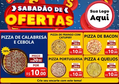 Modelo de Encarte para Encarte A4 Horizontal com o tema Sabadão de Ofertas para Pizzaria