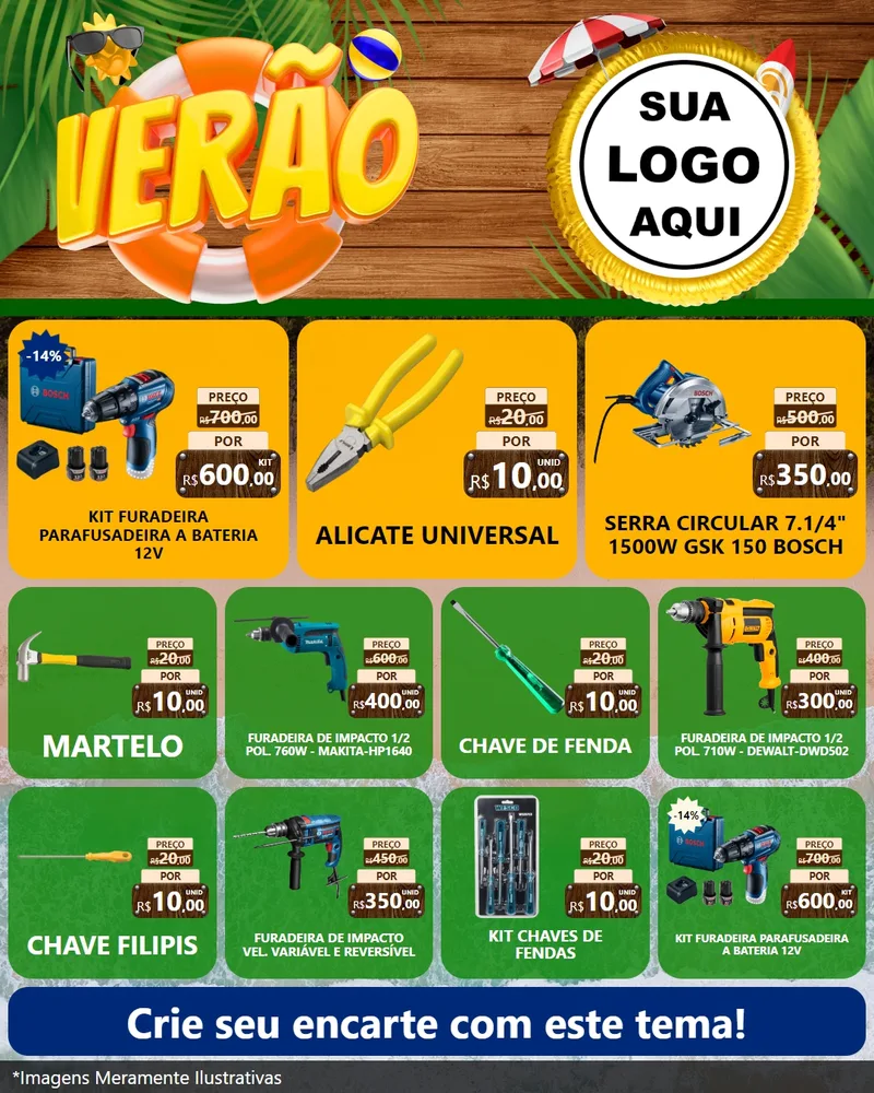 Modelo de Rede Social para Feed Instagram com o tema Verão para Maquinas e Ferramentas