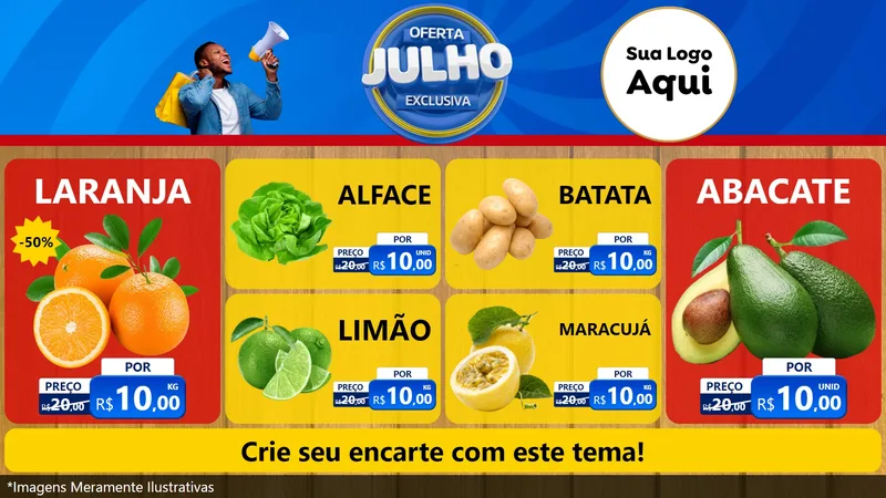 Modelo de TV para TV Horizontal com o tema Oferta Exclusiva, Julho para Hortifrúti