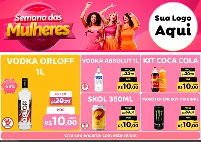 Modelo de Encarte para Encarte A4 Horizontal com o tema Semana das Mulheres para Distribuidora de bebidas