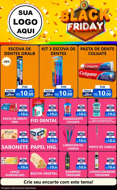 Modelo de Encarte para Encarte Grande com o tema Black Friday para Higiene Pessoal