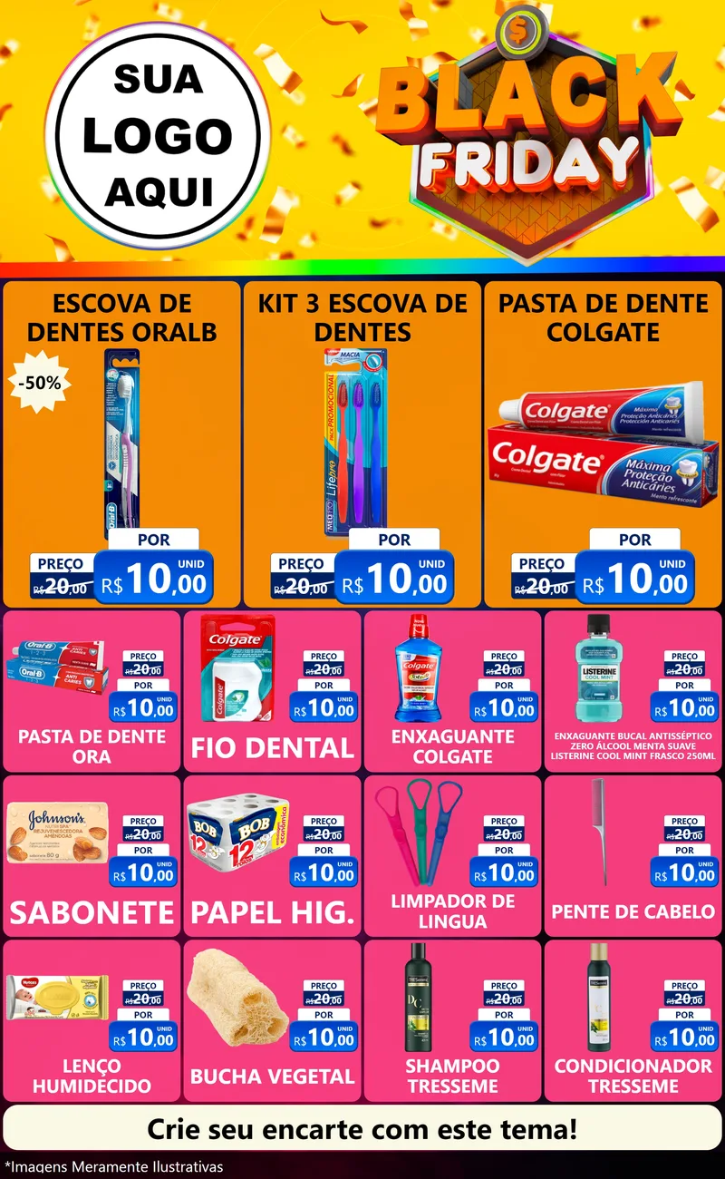 Modelo de Encarte para Encarte Grande com o tema Black Friday para Higiene Pessoal
