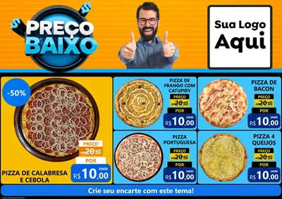 Modelo de Encarte para Encarte A4 Horizontal com o tema Preço Baixo para Pizzaria