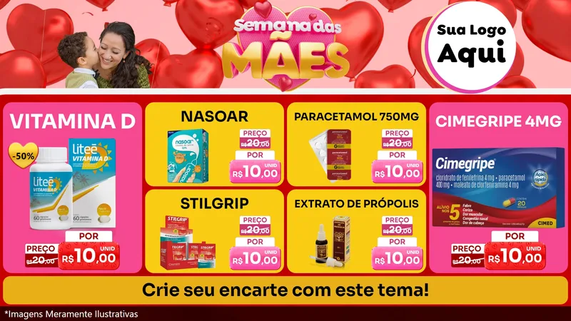 Modelo de TV para TV Horizontal com o tema Semana Das Mães para Farmácia
