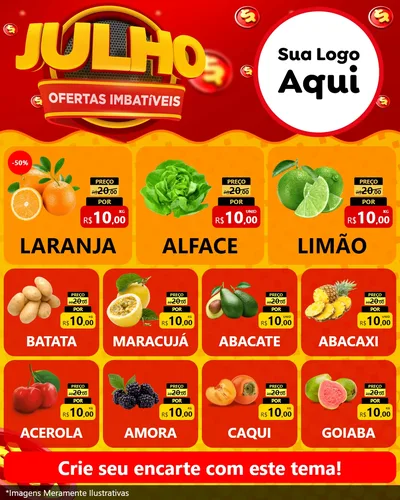 Modelo de Rede Social para Feed Instagram com o tema Julho Ofertas Imbatíveis para Hortifrúti