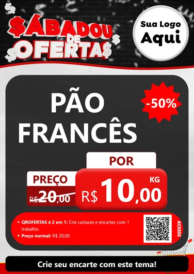 Modelo de Cartaz para Cartaz A4 Vertical com o tema Sabadou de Ofertas para Padaria