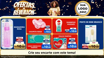 Modelo de TV para TV Horizontal com o tema Ofertas de Réveillon para Bebês