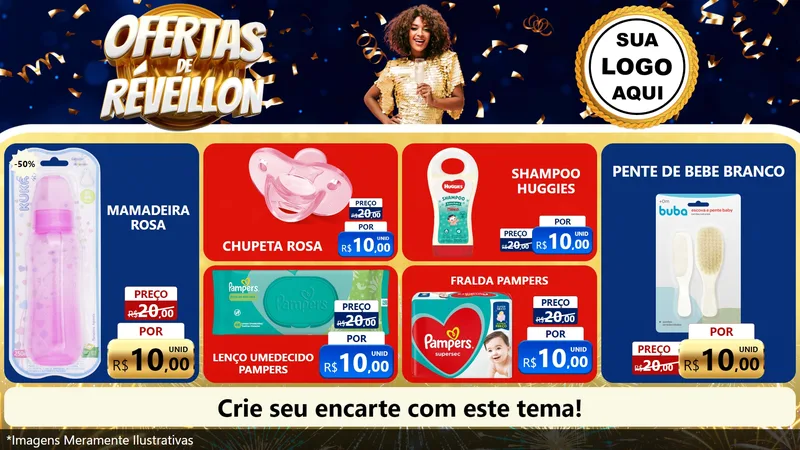 Modelo de TV para TV Horizontal com o tema Ofertas de Réveillon para Bebês